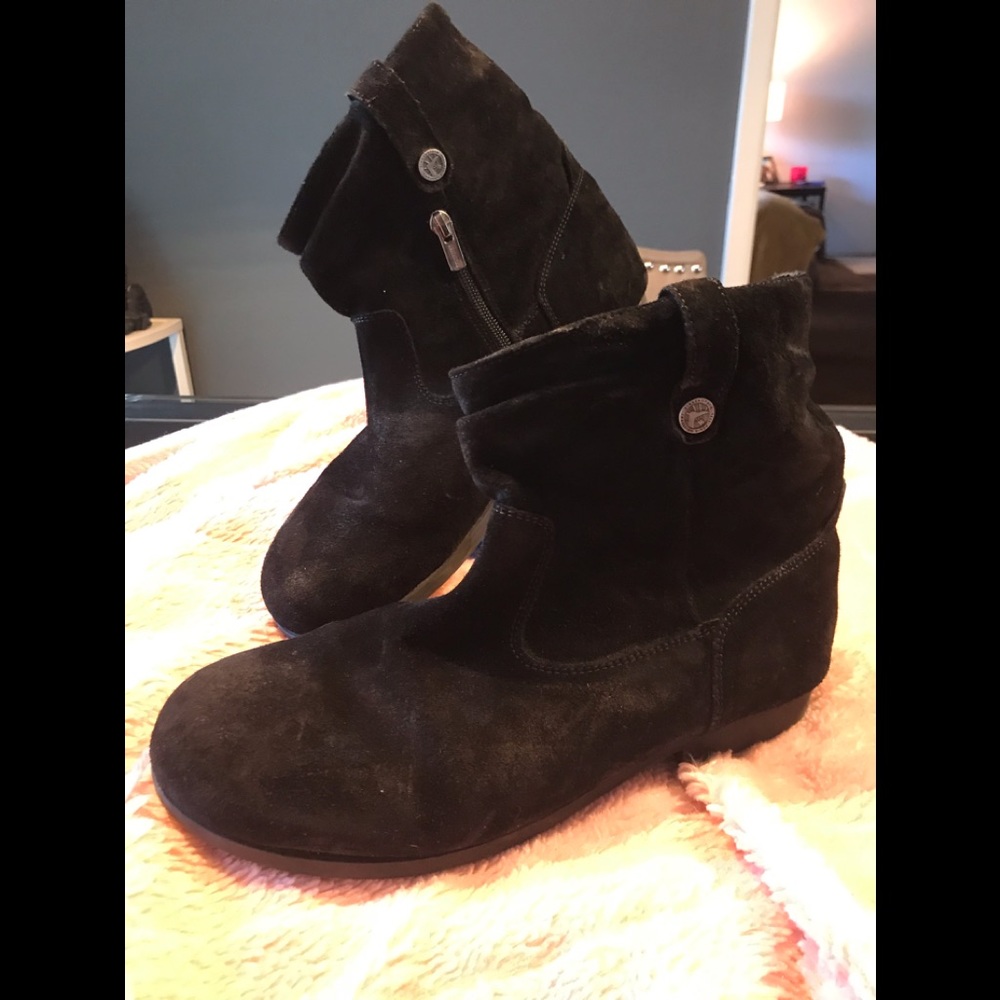 Birkenstock’s black suede boots